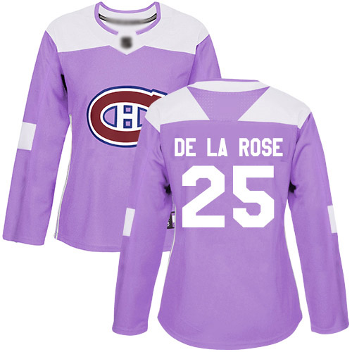 Women's Jacob de la Rose Authentic Purple Jersey: Hockey #25 Montreal Canadiens Fights Cancer Practice