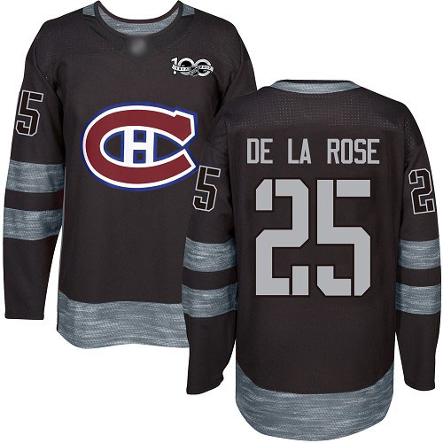 Men's Jacob de la Rose Authentic Black Jersey: Hockey #25 Montreal Canadiens 1917-2017 100th Anniversary