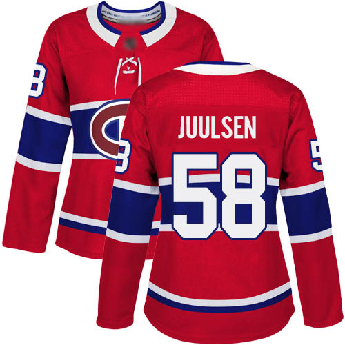 Women's Noah Juulsen Premier Red Home Jersey: Hockey #58 Montreal Canadiens