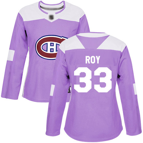Adidas Women's Patrick Roy Authentic Purple Jersey: NHL #33 Montreal Canadiens Fights Cancer Practice