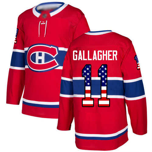 Adidas Youth Brendan Gallagher Authentic Red Jersey: NHL #11 Montreal Canadiens USA Flag Fashion