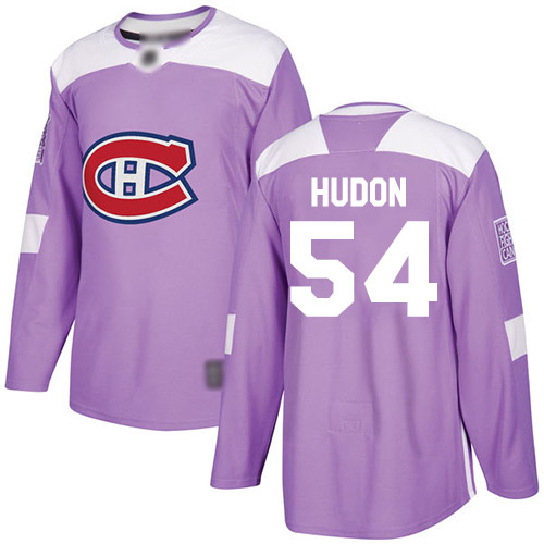 Adidas Youth Charles Hudon Authentic Purple Jersey: NHL #54 Montreal Canadiens Fights Cancer Practice