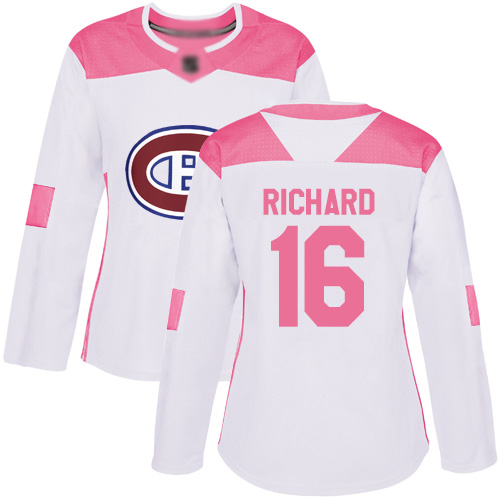 Adidas Women's Henri Richard Authentic White/Pink Jersey: NHL #16 Montreal Canadiens Fashion