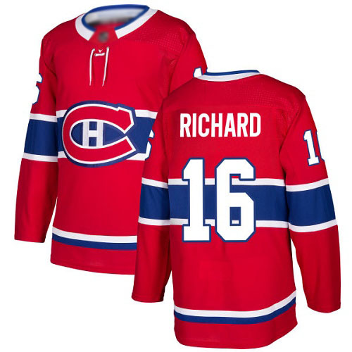 Adidas Men's Henri Richard Authentic Red Home Jersey: NHL #16 Montreal Canadiens