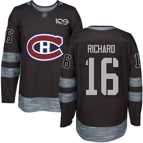 Adidas Men's Henri Richard Authentic Black Jersey: NHL #16 Montreal Canadiens 1917-2017 100th Anniversary