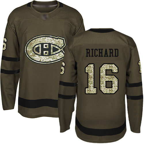 Adidas Youth Henri Richard Premier Green Jersey: NHL #16 Montreal Canadiens Salute to Service