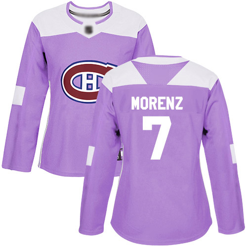 Adidas Women's Howie Morenz Authentic Purple Jersey: NHL #7 Montreal Canadiens Fights Cancer Practice
