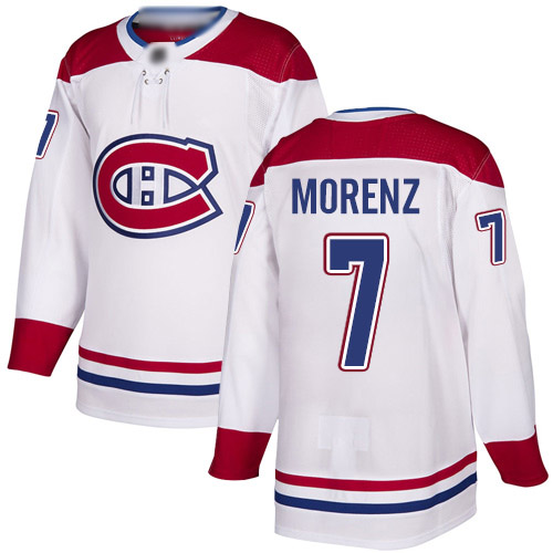 Reebok Men's Howie Morenz Authentic White Away Jersey: NHL #7 Montreal Canadiens