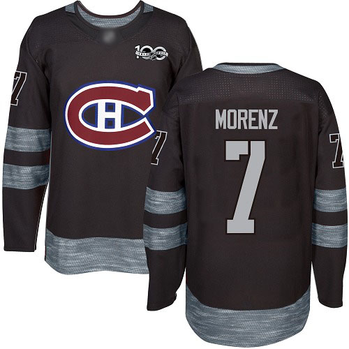 Adidas Men's Howie Morenz Authentic Black Jersey: NHL #7 Montreal Canadiens 1917-2017 100th Anniversary