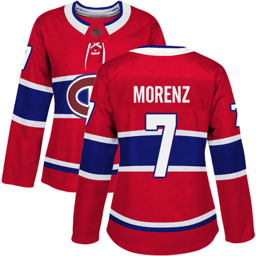 Adidas Women's Howie Morenz Authentic Red Home Jersey: NHL #7 Montreal Canadiens
