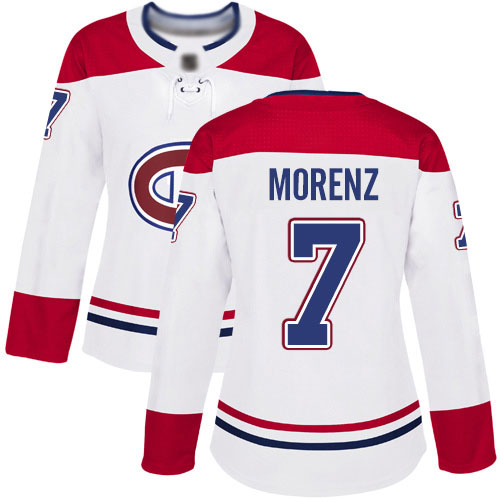 Reebok Women's Howie Morenz Authentic White Away Jersey: NHL #7 Montreal Canadiens