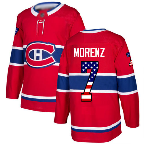Adidas Youth Howie Morenz Authentic Red Jersey: NHL #7 Montreal Canadiens USA Flag Fashion
