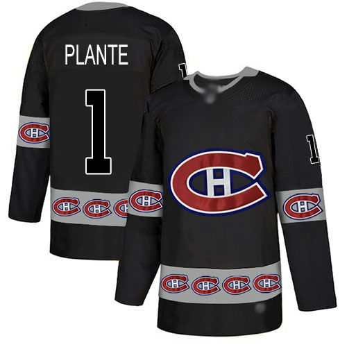 Adidas Men's Jacques Plante Authentic Black Jersey: NHL #1 Montreal Canadiens Team Logo Fashion