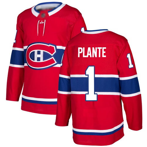 Adidas Men's Jacques Plante Authentic Red Home Jersey: NHL #1 Montreal Canadiens
