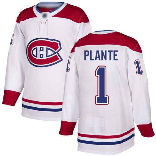 Reebok Youth Jacques Plante Authentic White Away Jersey: NHL #1 Montreal Canadiens