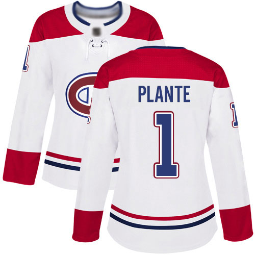 Reebok Women's Jacques Plante Authentic White Away Jersey: NHL #1 Montreal Canadiens