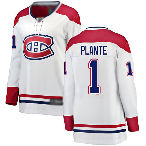 Fanatics Branded Women's Jacques Plante Breakaway White Away Jersey: NHL #1 Montreal Canadiens