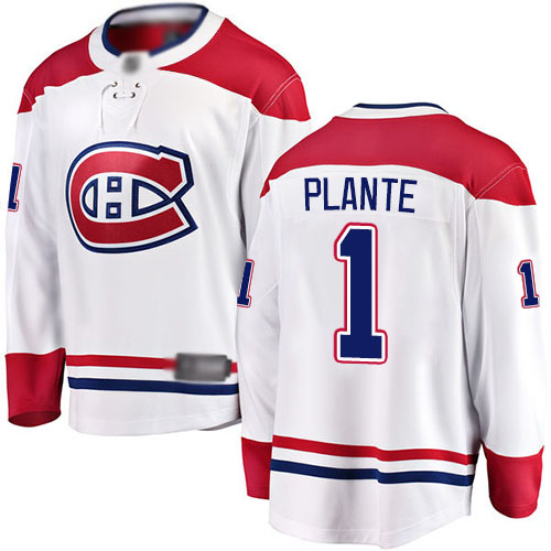 Fanatics Branded Youth Jacques Plante Breakaway White Away Jersey: NHL #1 Montreal Canadiens