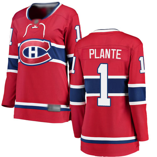 Fanatics Branded Women's Jacques Plante Breakaway Red Home Jersey: NHL #1 Montreal Canadiens