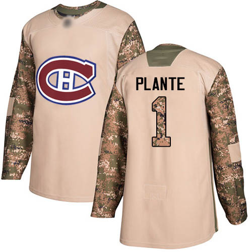 Adidas Men's Jacques Plante Authentic Camo Jersey: NHL #1 Montreal Canadiens Veterans Day Practice