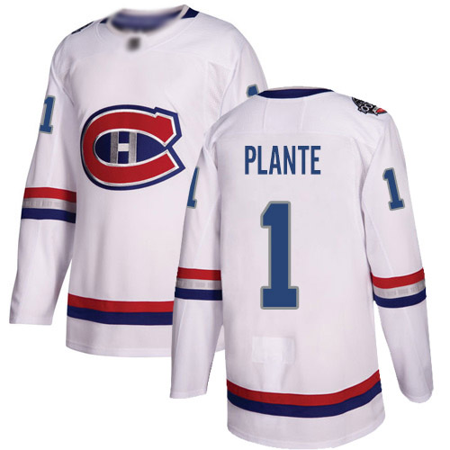 Adidas Youth Jacques Plante Authentic White Jersey: NHL #1 Montreal Canadiens 2017 100 Classic