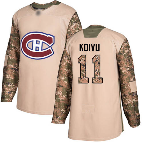 Men's Saku Koivu Authentic Camo Jersey: Hockey #11 Montreal Canadiens Veterans Day Practice